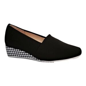HASSIA JESOLO BLACK STRETCH SLIP ON Size US 8 UK 39 EU 6 Width J Black Wedge